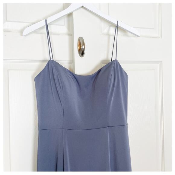 Jenni Yoo Collection Aniston Hydrangea Spaghetti Strap Gown Lined - Picture 3 of 11